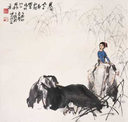 史国良 1987年作 晨风 立轴